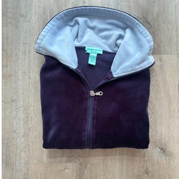 Vtg Y2K Silverwear NY Plum Velour Track Jacket - $27 - Picture 1 of 4